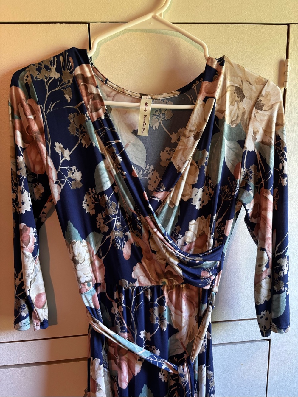 Vanilla Bay Navy Floral Dress with Blush and Sage Accents